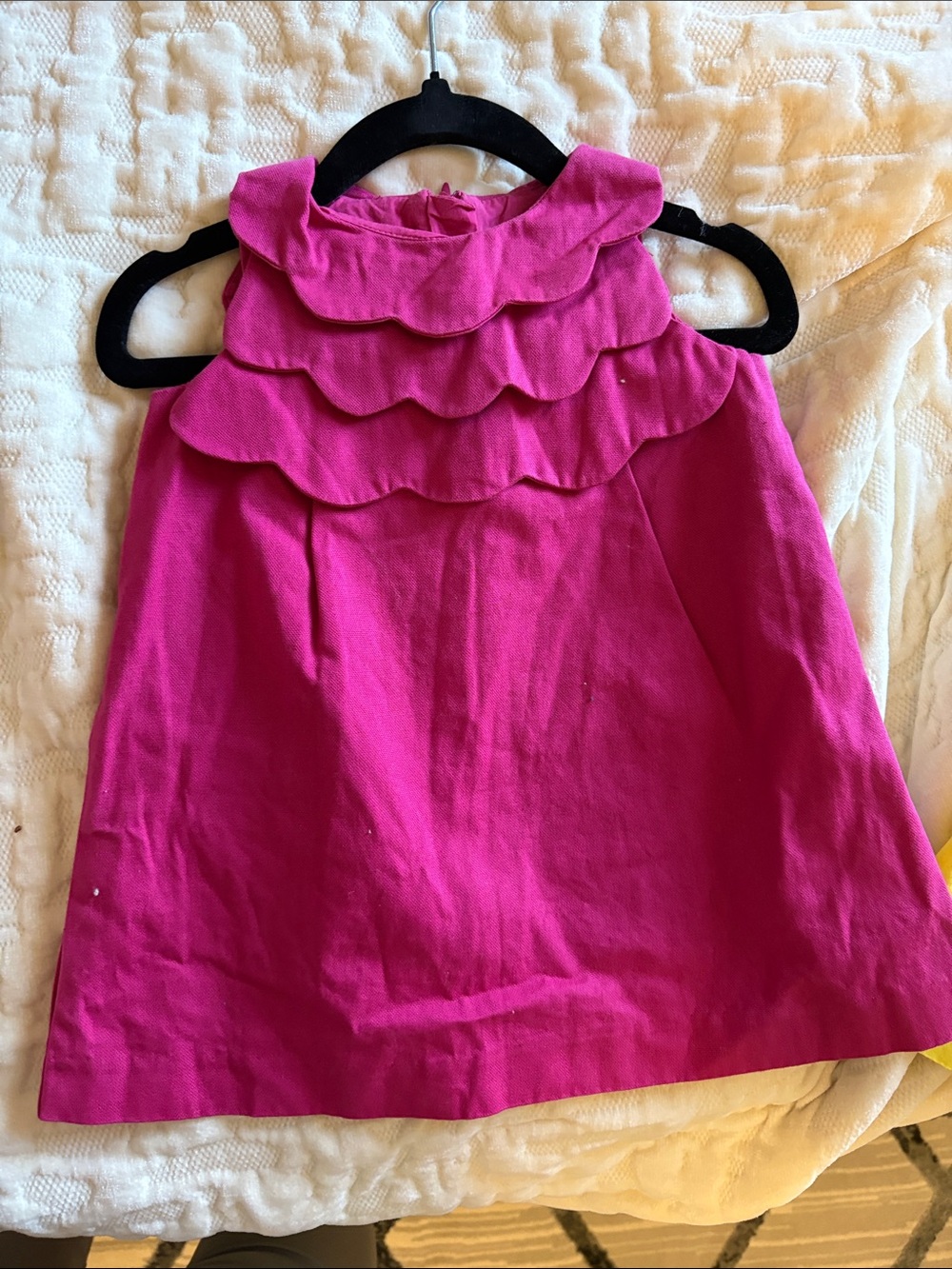 Girls' Hot Pink Ruffle Neck Dress jacadi